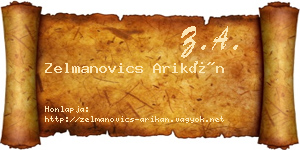 Zelmanovics Arikán névjegykártya